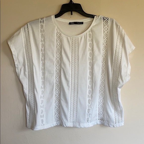 Zara Crochet T-Shirt in Ecru NWOT - Picture 5 of 8